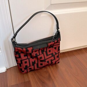 Longchamp red and black small clutch bag